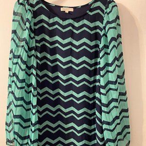 Navy & Aqua Chevron Dress